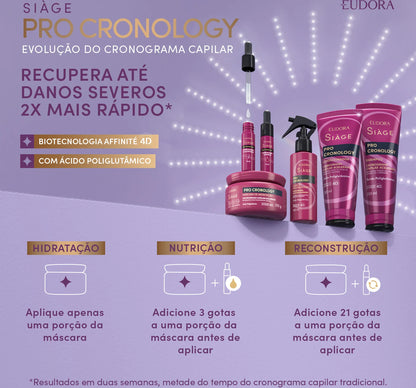 Eudora Siàge Pro Cronology: Shampoo 250ml + Condicionador 200ml + Kit Cronograma Capilar Acelerado