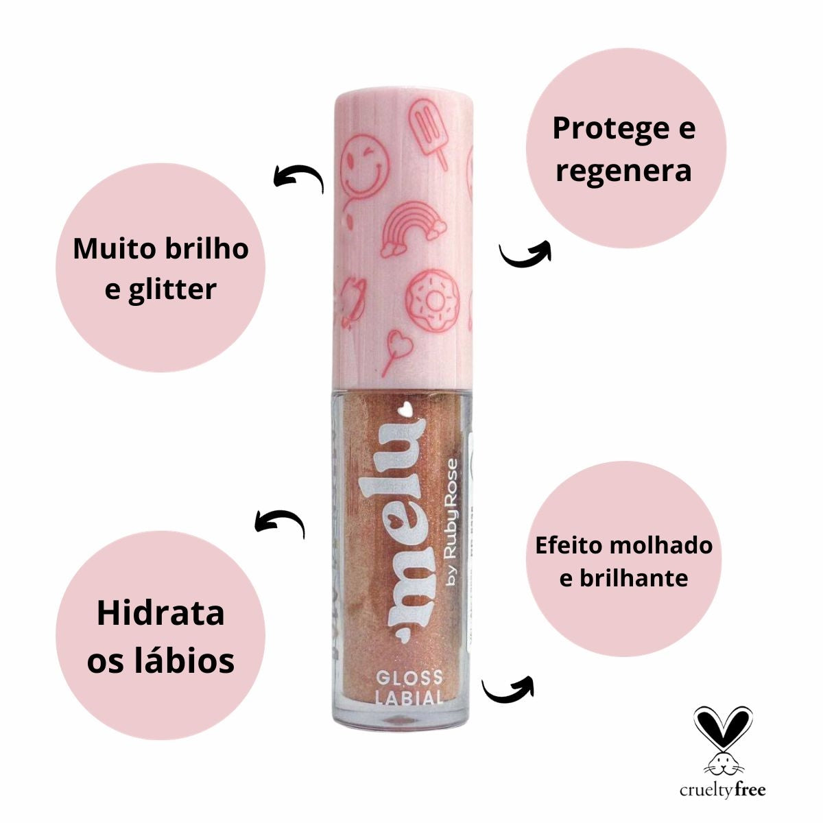 Gloss Labial Brilhante - Bolo de Nozes | Melu by Ruby Rose